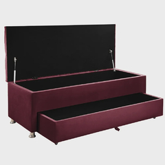 Kit Cabeceira Calçadeira Mila e Munique 160 cm Casal Queen Size Veludo Vinho - comprar online