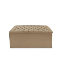 Kit Cabeceira E Calçadeira Baú Dubai Casal 140 Cm - Veludo Bege Escuro - comprar online