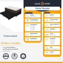 Cama Box Baú e Auxiliar Solteiro + Colchão D45 Iso 150 88cm