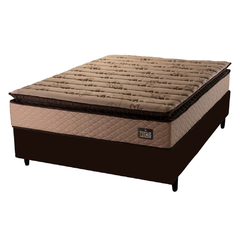 Cama Box Casal Colchão Espuma D33 Pillow Top Van Gogh 138x188x67cm Marrom - Suporta até 120kg por Pessoa