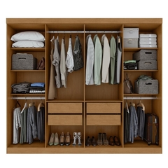 Guarda-roupa Casal Easy Slim 8 Portas Com Espelho Amendoa Clean/Off White na internet