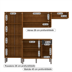 Cozinha Completa em Madeira Modular mdp Com 4 Peças Armário Balcão com Pés Paneleiro Madri Preta - comprar online