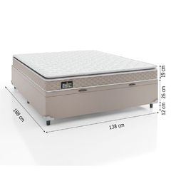 Cama Box Baú Casal Colchão D33 Pillow Top Millenium 138x188x57cm Bege - Suporta até 100kg por Pessoa - comprar online