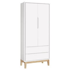 Cômoda com Porta e Guarda Roupa Infantil 2 Portas New Classic Branco com Pés Madeira Natural na internet