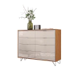 Cômoda Grande Moderna 8 Gavetas Amêndoa Off White Premium