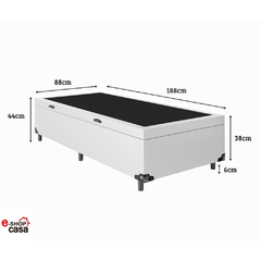 Cama Box Baú + Colchão D33 One Face - 61cm de altura - Couro Branco - Vários Tamanhos -