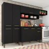 Armário De Cozinha Modulada Tieli 4 Peças Preto Fos