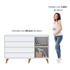 Cômoda Infantil 4 Gavetas com Fraldário Gran Lorena Branco Fosco na internet