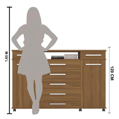 Cômoda 7 Gavetas 2 Portas 1 Cabideiro 1 Nicho com Rodizios London - Moritania Moveis e Decoracoes