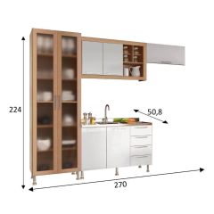 Armario Cozinha Completo Ditália Aspen 4pc S/tampo Cv/br A48 - Moritania Moveis e Decoracoes