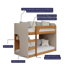 Beliche Montessoriana Solteiro 1 Prateleira 100% Mdf Acabamento Em Laca Ema Cimol Nature/Off White na internet