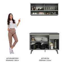 Armário De Cozinha 120cm Cinza Nice 01 Cinza - Moritania Moveis e Decoracoes