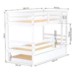 Imagem do Treliche Solteiro Eco Com Grade De Proteção Madeira Maciça Branco Mobilistore