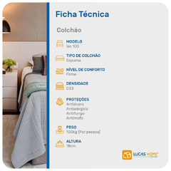 Colchão de Viúva D33 - Ortobom - iso 100 - 128x188x18cm - comprar online