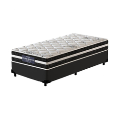 Cama Box Solteiro King Preta + Colchão de Molas Ensacadas - Eclipse Springs 96x203x55cm