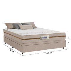 Cama Box Baú Casal Colchão Molas Flora Bege 138x188x60cm Marrom - Moritania Moveis e Decoracoes