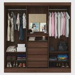Guarda Roupa Solteiro com Espelho 2 Portas de Correr 4 Gavetas Itália - comprar online