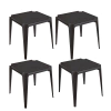 Kit com 4 Mesas Plásticas Monobloco Quadrada Preta
