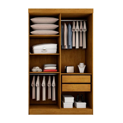 Guarda-Roupa Solteiro Malibu 4 pt Imbuia e Off White - comprar online