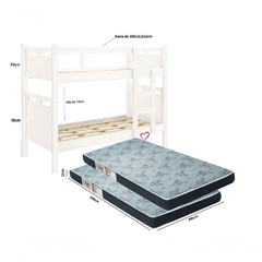 Beliche Com 2 Colchões Solteiro Jaspe Mdf Branco - Moritania Moveis e Decoracoes