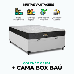 Cama Box Baú Casal + Colchao de Espuma D33 Orthopedic I 138x188x62cm + 2 Travesseiros na internet