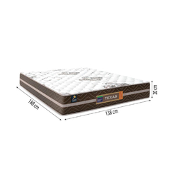 Cama Box Casal Texas Molas Ensacadas 138x188x58cm Marrom/Branco - Suporta até 120kg por Pessoa - comprar online