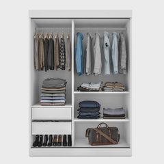 Guarda-Roupa Solteiro 2 Portas de Correr 2 Gavetas e 6 Espelho Peônia - comprar online