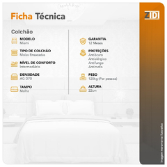 Colchão Casal Miami Molas Ensacadas 138x188x22cm - comprar online