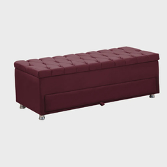 Kit Cabeceira Calçadeira Mila e Munique 160 cm Casal Queen Size Veludo Vinho - Moritania Moveis e Decoracoes