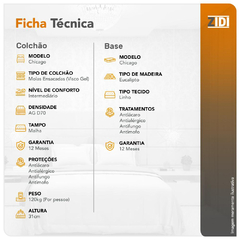 Cama Box Casal Marrom + Colchão Molas Ensacadas Detroit Visco Gel Pillow In 138x188x68cm - Moritania Moveis e Decoracoes