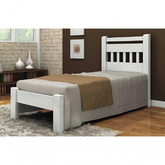 Cama De Solteiro Antares De Madeira Maciça Angelim Pedra/ - Cor Branco