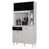 Armário para Cozinha Kit Duda 90 cm Branco Preto