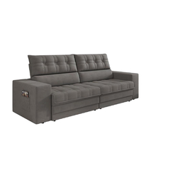 Sofá Oscar Plus 2,00m Retrátil/Reclinável Suede Cinza