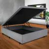 Cama Box Baú Casal 138x188x40cm Courino Linho Cinza com Pistão a gás Nakata