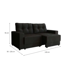 Sofá 2 Lugares Retrátil Lubeck Suede Preto 140cm na internet