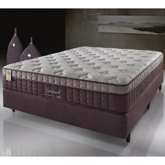 Cama Box Casal Marrom + Colchão Molas Ensacadas Detroit Visco Gel Pillow In 138x188x68cm