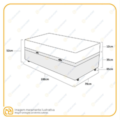 Cama Box com Baú Solteiro Preta + Colchão de Espuma D20 - Supreme 78x188x47cm na internet