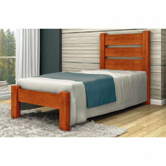 Cama De Solteiro Maiorca De Madeira Maciça Angelim Pedra/tauari - Cor Mel
