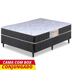 Cama Box Casal Conjugado Preto/Branco Flor - loja online
