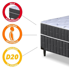 Cama Box Casal Conjugado Preto/Branco Flor na internet