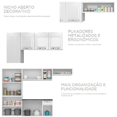 Cozinha Completa Aço Amanda Com Paneleiro Duplo Armário Aéreo e Balcão Branco Nevada - comprar online