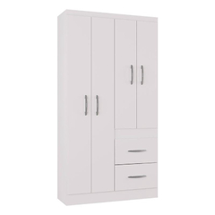 Guarda Roupa Solteiro Milão 4 Portas Branco Brilho Poquema