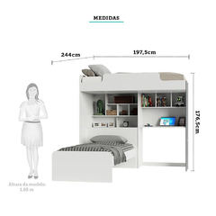 Beliche Com Baú Office New Conect Branco Textura - Moritania Moveis e Decoracoes