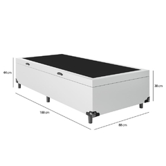 Cama Box Baú Solteiro - 44x88x188cm - Couro Branco - loja online