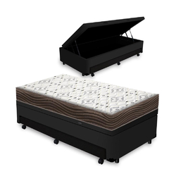 Cama Box Baú e Auxiliar Solteiro + Colchão D45 Iso 150 88cm