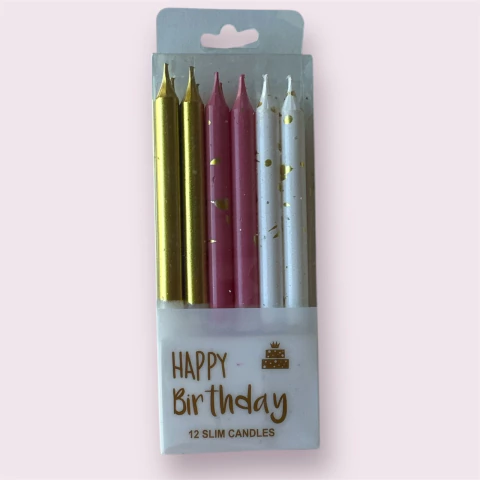 SET VELAS CHER MINI X 12 U - BLANCO, ROSA Y ORO - comprar online