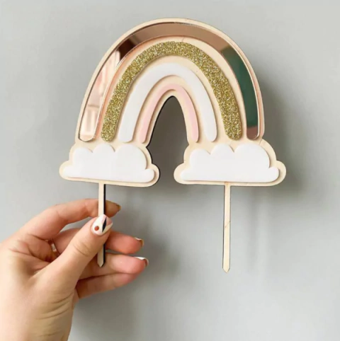 Cake topper ARCO IRIS BOHO Dorado - comprar online