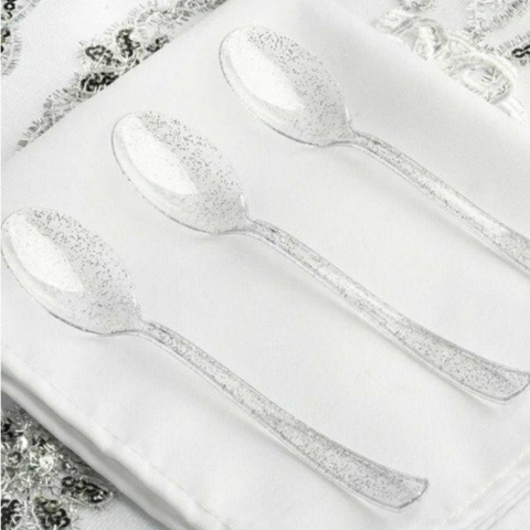 CUCHARITA GLITTER PLATA X24 - comprar online