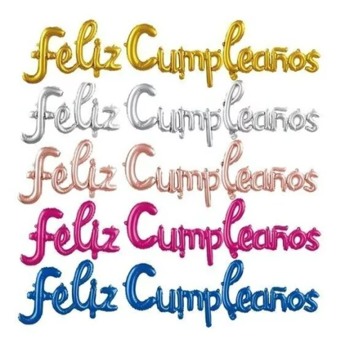 Globo Frase FELIZ CUMPLEAÑOS Cursiva HUESO - comprar online