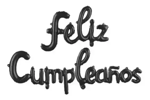 Globo Frase FELIZ CUMPLEAÑOS Cursiva NEGRO - comprar online